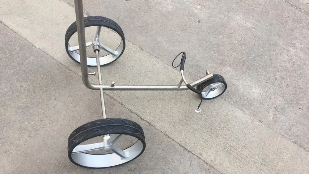 titanium or stainless steel push trolley pull three wheel golf caddy