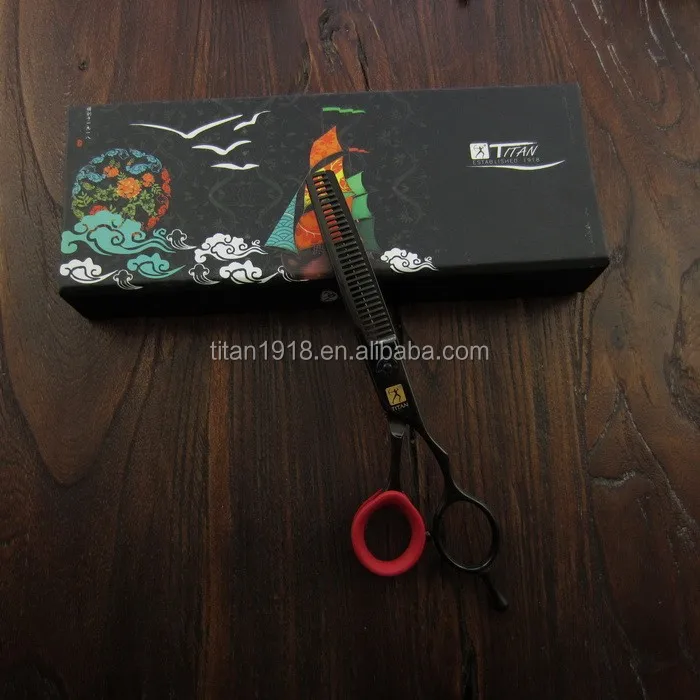 TITAN Hair Scissors Coating Hairdressing Scissors Titanium Suntachi Black Thinning Scissors Cutting Stainless Steel Straight