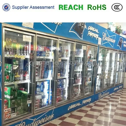 Пиво пещера холодильной камеры длинные стеклянные двери