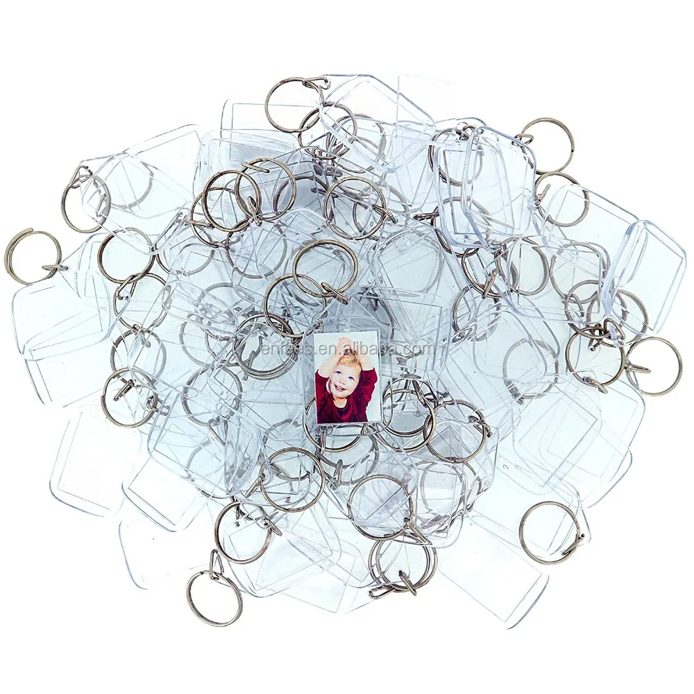 50 Clear Acrylic Photo Keychains by 5.4cm x 3.2cm Translucent Blank Keyring