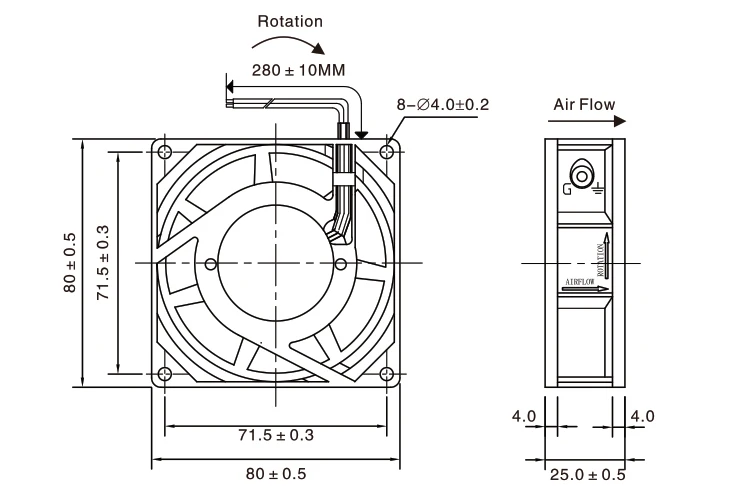 AnneWell 110 V 80*80*25 mm Sleeve Bearing 19 CFM 2300 RPM 13 W Equipment Exhaust Fan AC Muffin Axial Cooling Fan