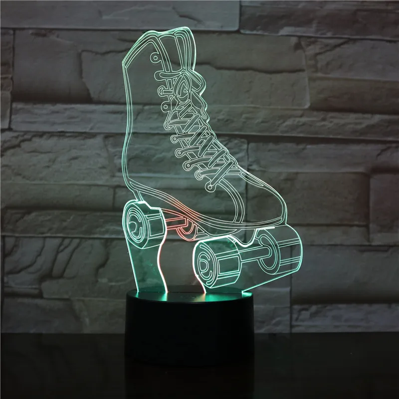 Roller Skates Tricolor 3D Illusion Lamp Kids Children Toys Three Colors LED Night Light With Touch Switch