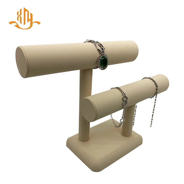 
Custom Wholesale Leather Hovering T-Bar Bracelet Bangle Necklace Jewelry Display Stand 