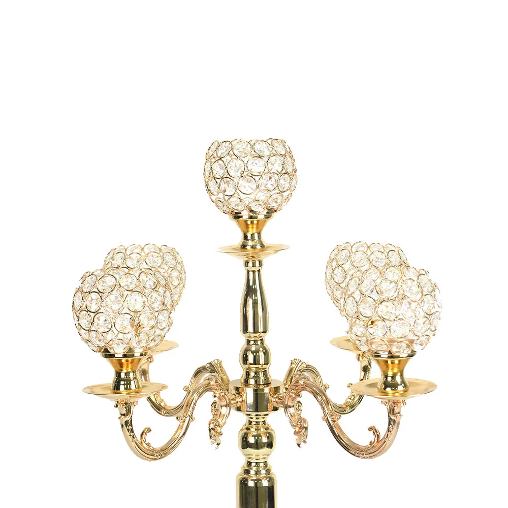 wholesale tall gold candelabra wedding Crystal Chandelier Centerpiece