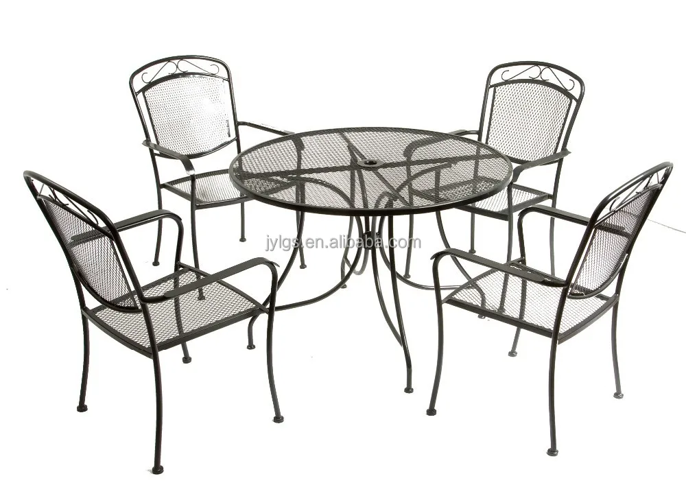 
Metal Mesh Dining Round Table and Chairs Outdoor Furniture Balcony 