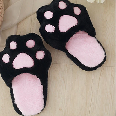 New styles cute cartoon household paw woman plush cotton slippers