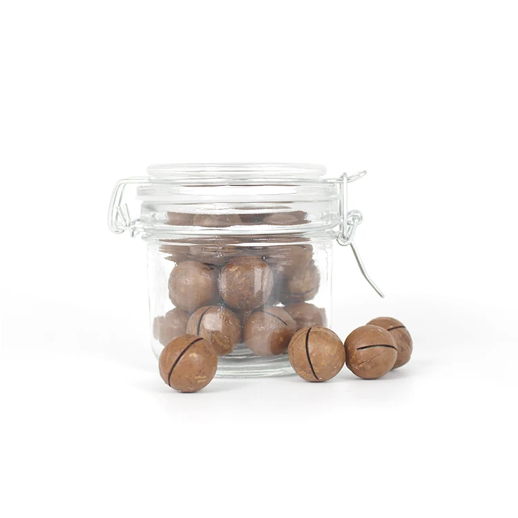 Wholesale empty 200ml clear glass seal pot clip top cap lid jar