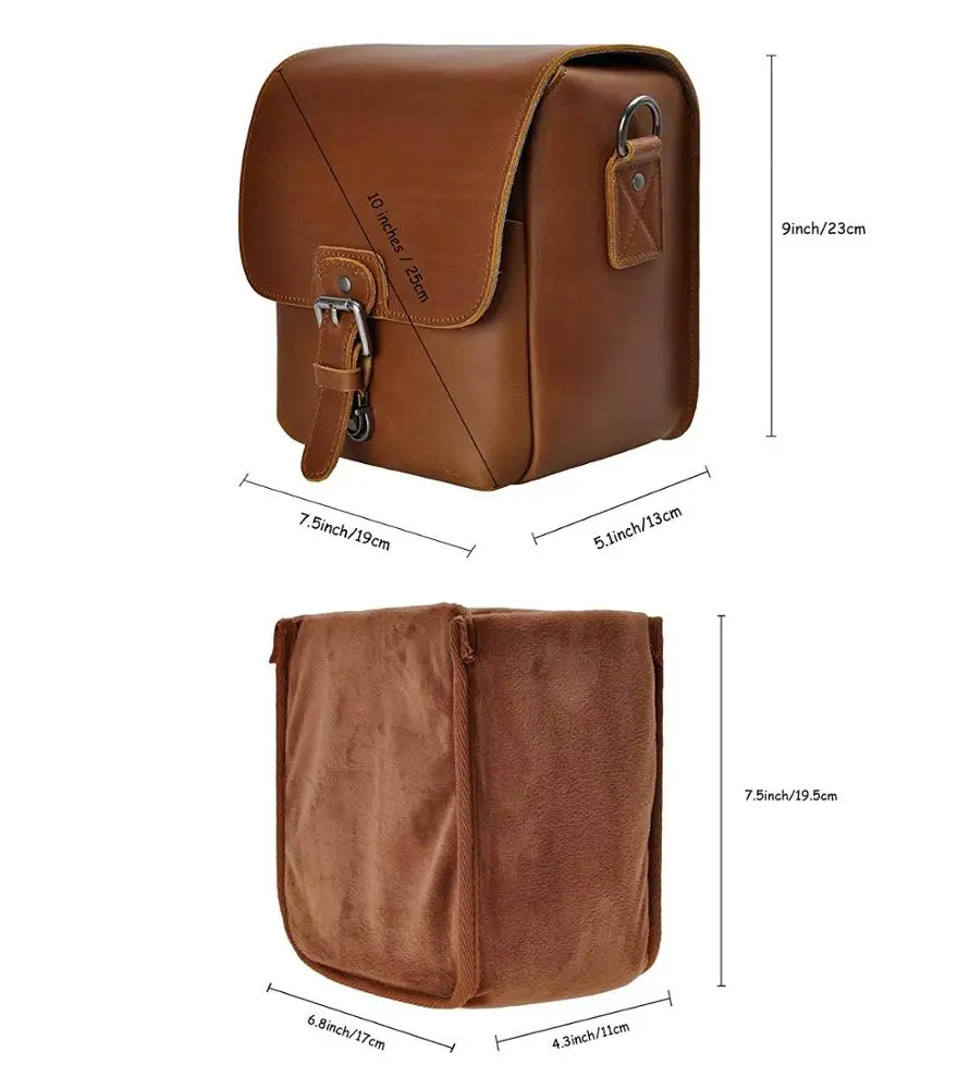 
2021 Newest Brown Handmade Vintage SLR Shockproof Camera Shoulder Messenger Small Shopping Bag For Wearing 