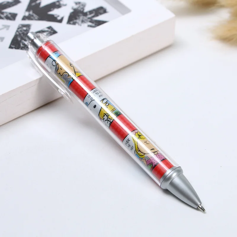 Promotional clear tube full printing picture paper insert inside ball pen