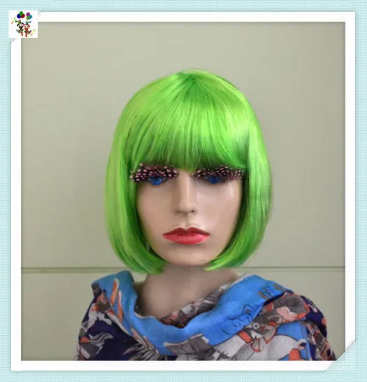 Cheap Synthetic Wholesale Green Color Short Bob Party Costume Wigs HPC-1919