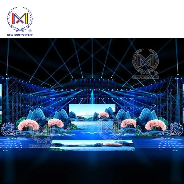 Aluminum Led Stage truss lights Mobile Wedding stage decoration Portable Stage Poduim Lighting effect