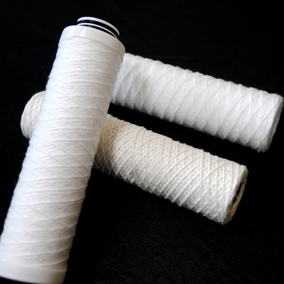 Food grade 5/10 inch 1 micron pp yarn pp core /bleached cotton pp core/ glass fiber ss core string wound water cartridge