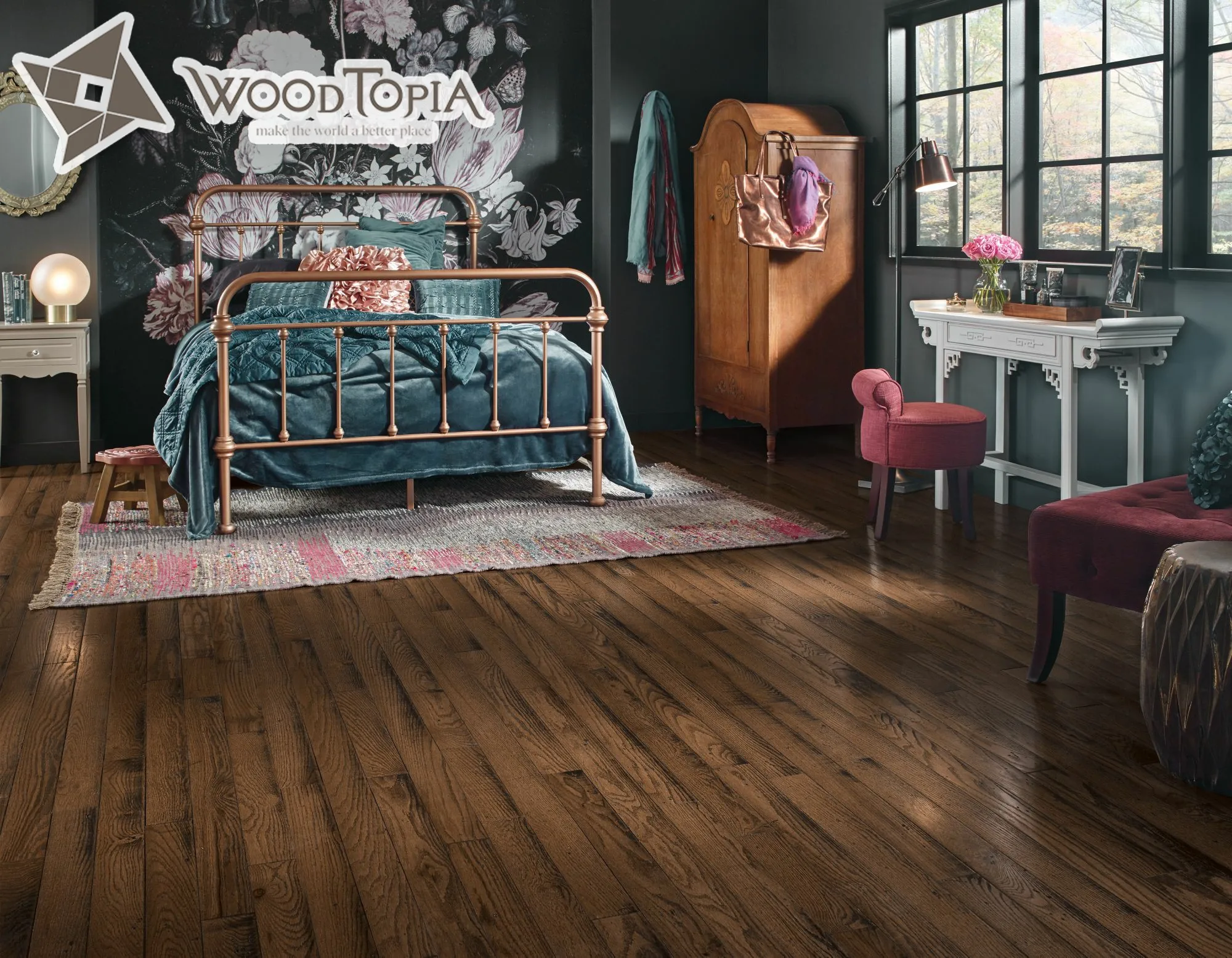 red cognac oak lamella engineered wood flooring