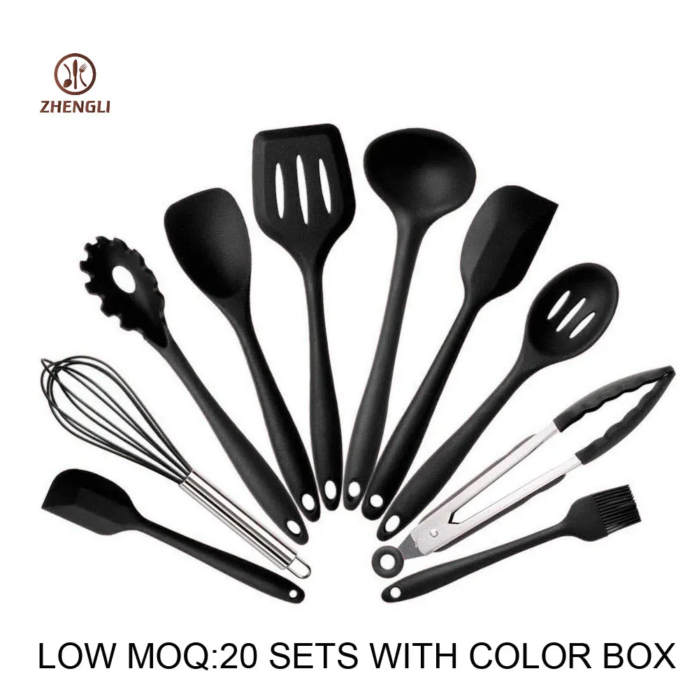 colorful festival silicone kitchenware non stick safe cooking tools spatula utensil set with turner spoon