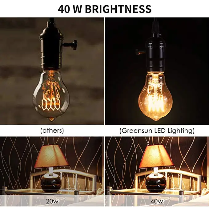 Retro Edison Light Bulb 40W / 110V E26 E27 BASE A19 Dimmable Antique Style Incandescent Light for Home