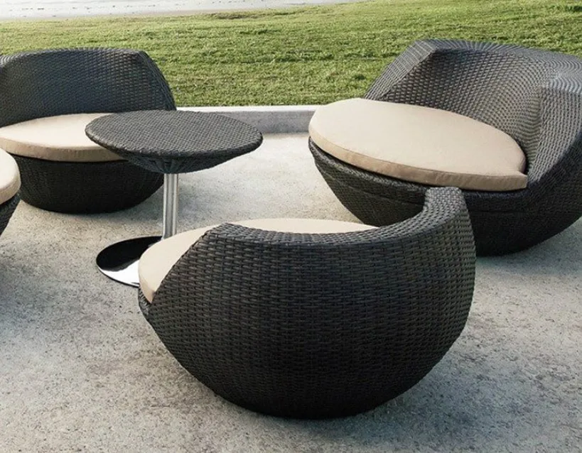 stackable Rattan chair and table/Modern design space saving furniture
