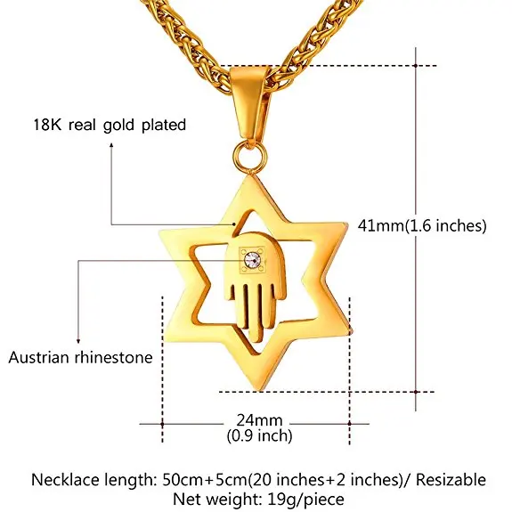 Wholesale Israel Star Of David Jewish Hamsa Hand Amulet Pendant