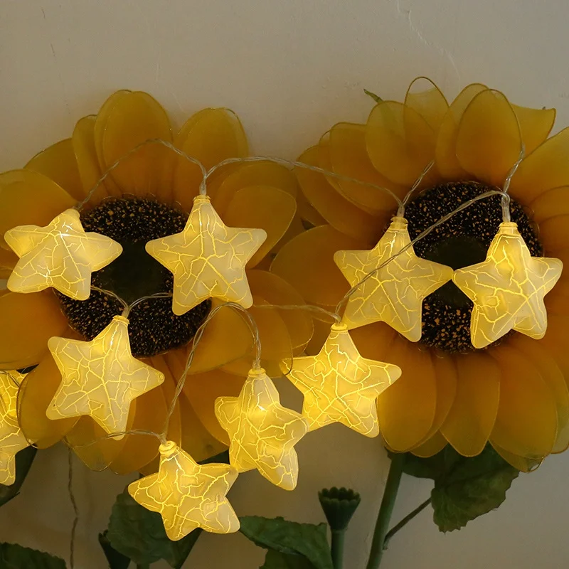 
battery operated Led Crack Star Shaped String lights for Christmas, home decoration 