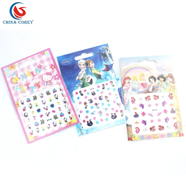 cartoon glitter 3d nail stickers for wholesale in stock