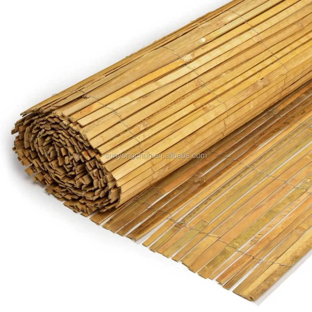 Cheap factory price natural dry split bamboo cane fences yard farming straight fencing roll