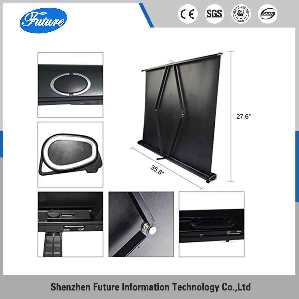 50 Inch Projection Screen 16:9 Portable Tabletop Matte White Foldable Table Projector Screen For Business Travel Cinema