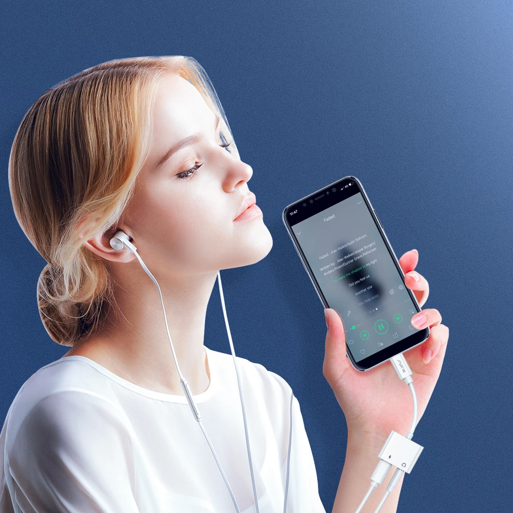 Бесплатная доставка 1 образец OK 2 в 1 для iPhone на 3,5 мм преобразователь зарядного устройства RAXFLY разветвитель телефона зарядный адаптер для прослушивания