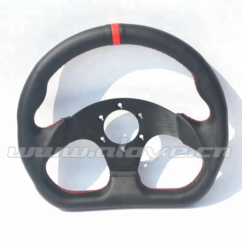 325MM Aluminum Spoke Leather Car Steering Wheel