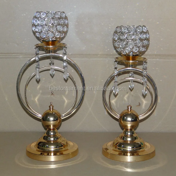 Golden Crystal Candelabra Wholesale For Wedding Decor