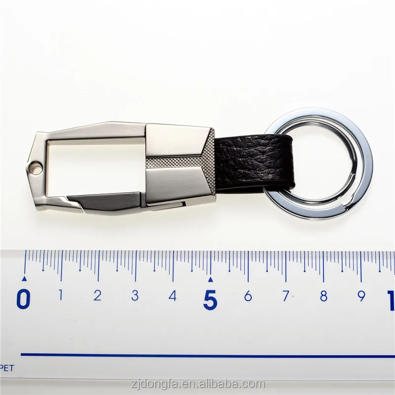 Wholesale Custom Made Classic Style Men Male Metal Auto Car Keyring Genuine Leather Keychain