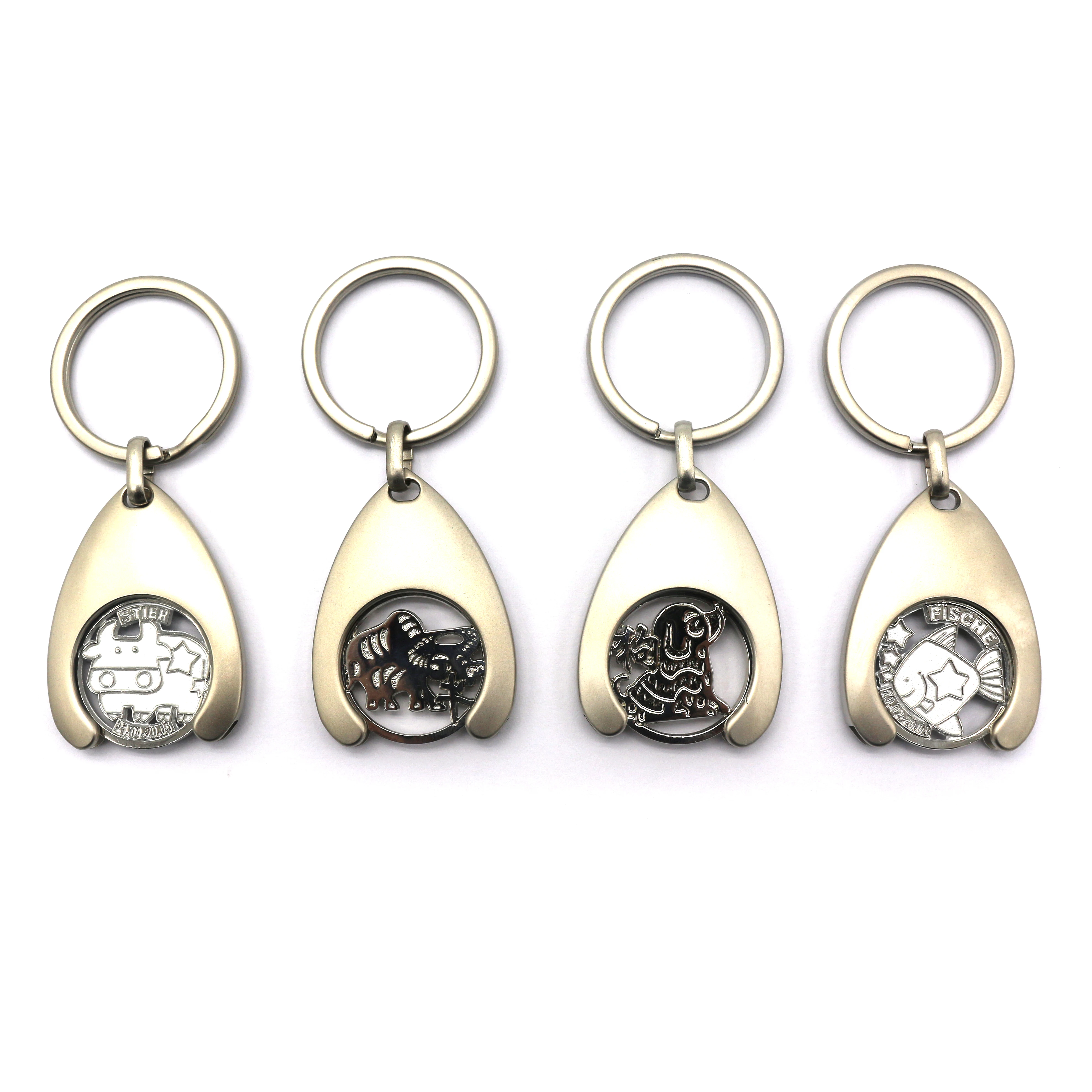 China Manufacturer Personalized Trolley Token Coin Keychain, Metal Coin Holder Keychain