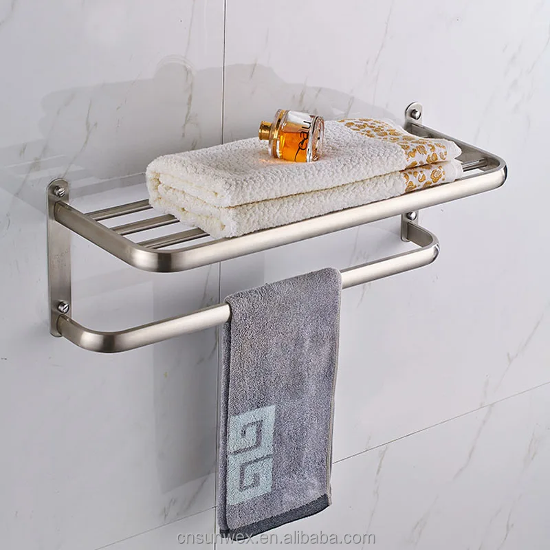 hotel style wall mount stainless steel towel rack towel shelf bathroom rack