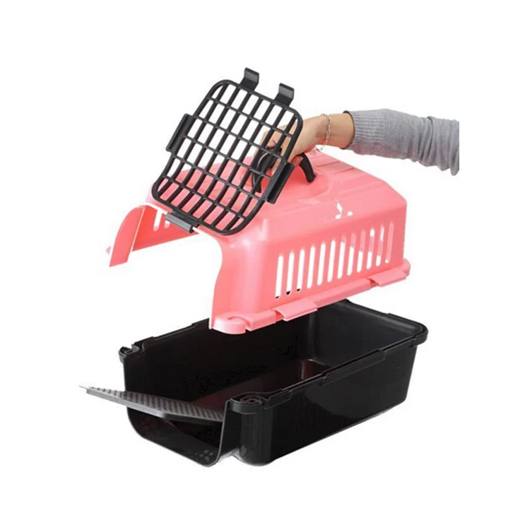 Plastic pet transport cage and travel cage