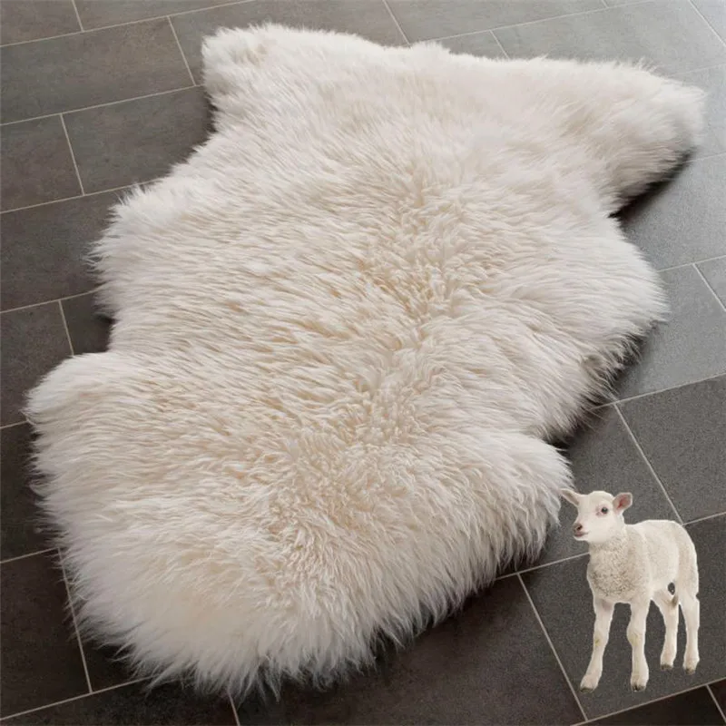 Hot sale New Zealand raw skin tanned Real long white Sheepskin furniture fur rug