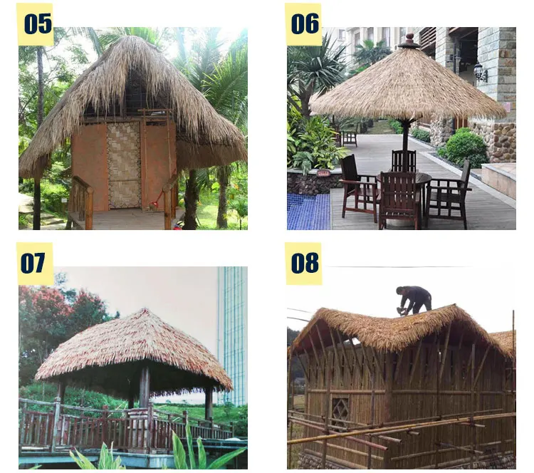 Cheap plastic synthetic thatch for roof decoration