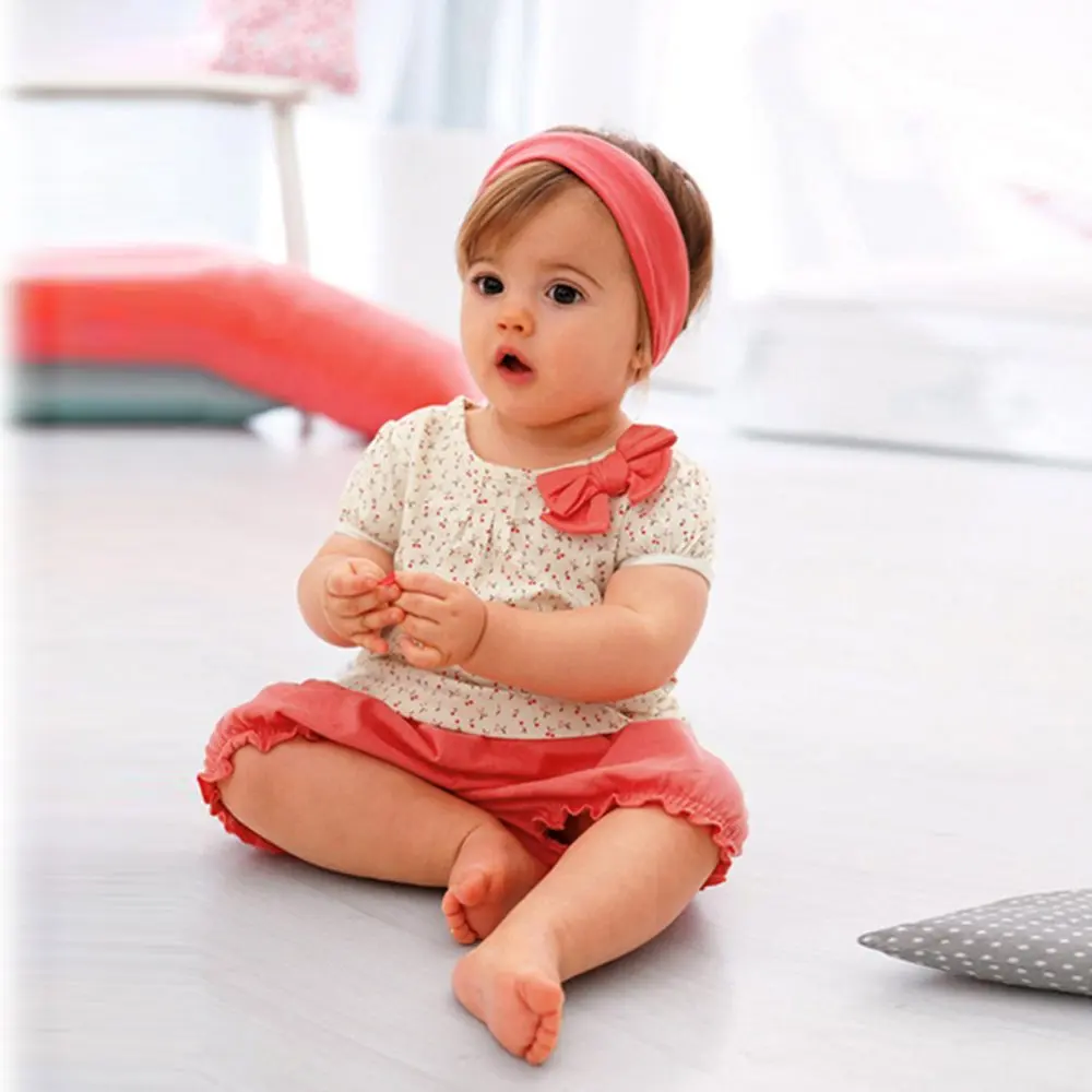 1 3Y Kids Baby Girl Princess Girl Baby Dots Bow Short Sleeve Tshirt Short Pants 2Pcs