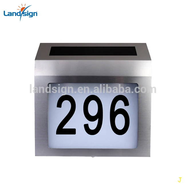 Warm White High Brightness LED Garden Lights Outdoor Stainless Steel House Number Solar Powered with Battery Backup for Hotels