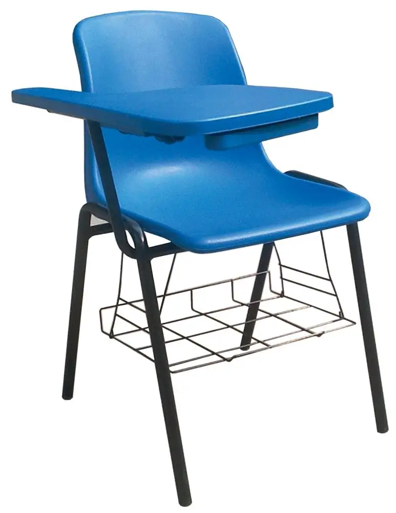 plastic school chair with plastic writing pad