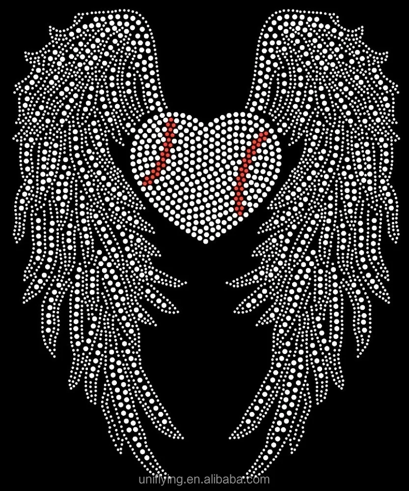 Custom Large Angel wing Rhinestone Transfer Iron On Hot Fix Motif Bling Applique