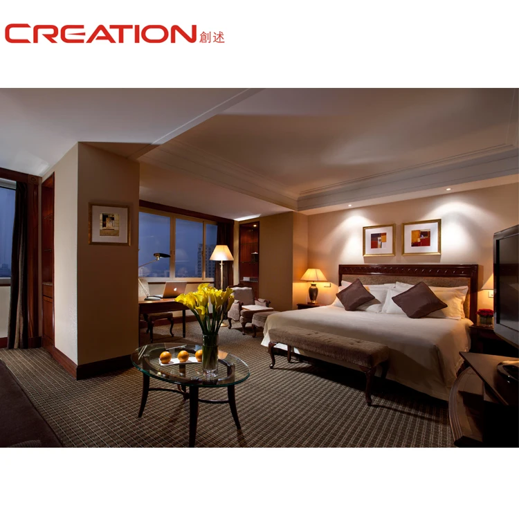 Modern Style Deep Color Warm Walnut Veneer Solid Wood Bedroom Furniture For Hotel