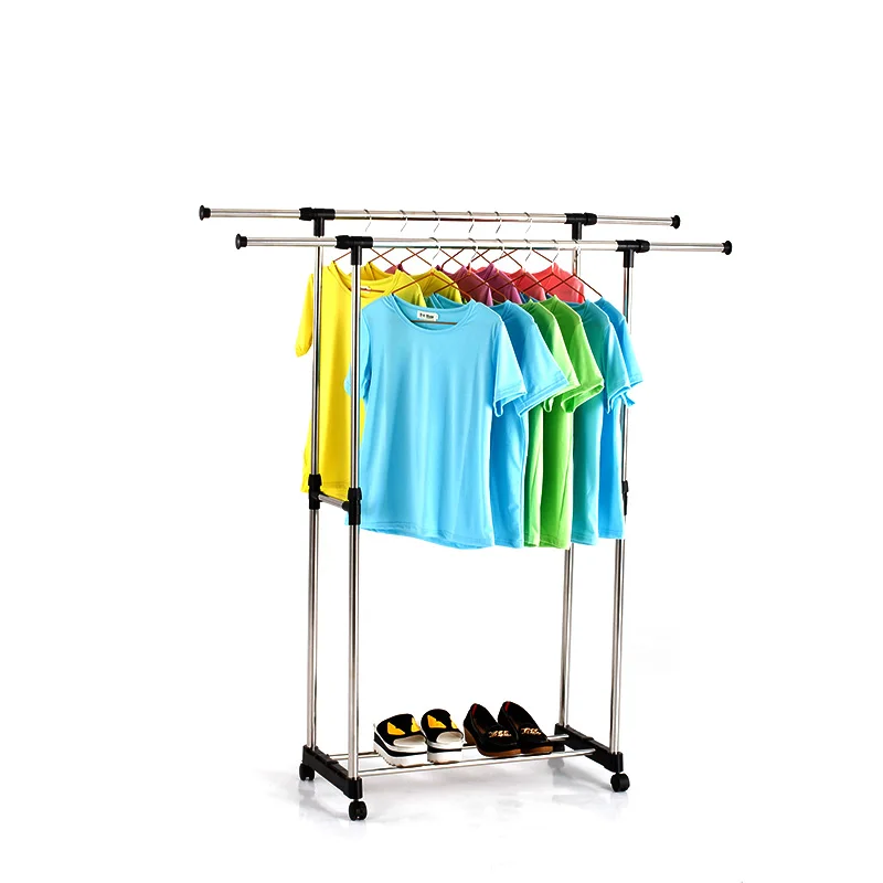 Storage Stainless Steel Stand Horse Drying Garment Detachable Standing Hanging Clothes Display Rack