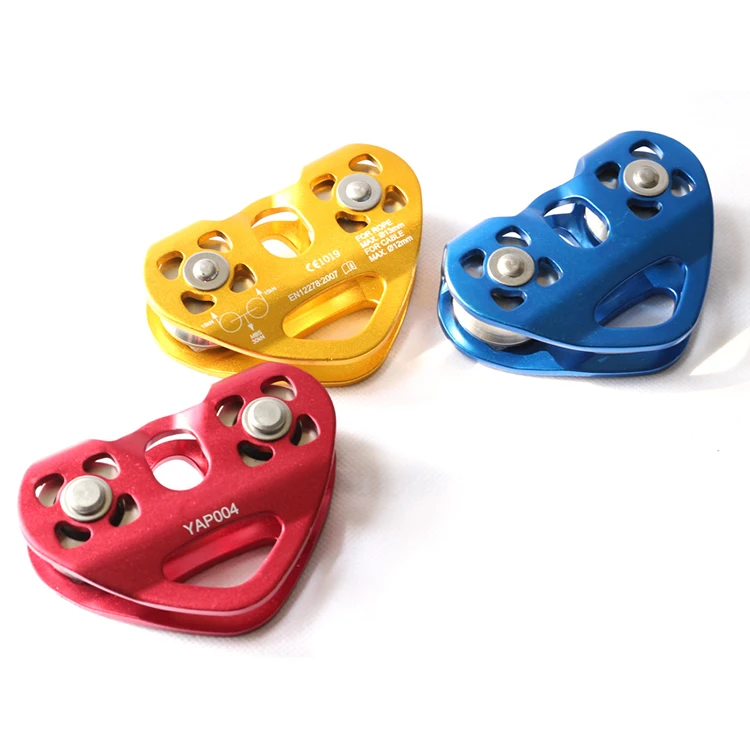 Ce Standard OEM 30kn Heart Pulley For Safety Aluminum 12mm Rope Single Pulleys Heart Type Pulley