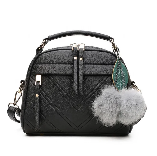 
Fashion PU Leather Handbag for Women 2019 New Girl Messenger Bags with Ball Toy Bolsa Female Shoulder Bags Ladies Party Handbags 