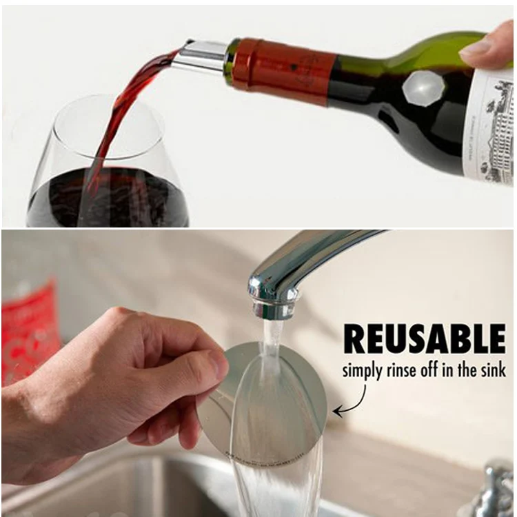
Promotion Food Grade Cheap NO Dripping Wine Drop Stopping Pour Spouts Wine Drop Disc Set Stop Dripping Foil Wine Pourer 