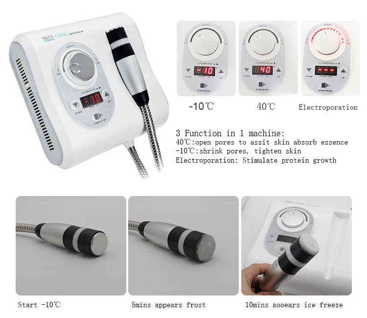 Cryo Cool Hot Electroporation No Needle Mesotherapy Skin Face Lifting Machine
