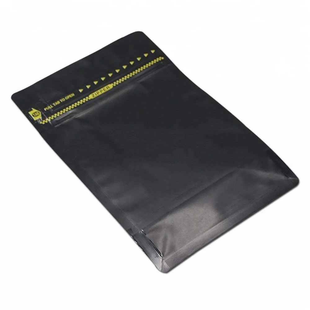 16oz wholesale custom printed Black side gusset stand up pouch ziplock with valve zipper flat block bottom coffee packaging bag