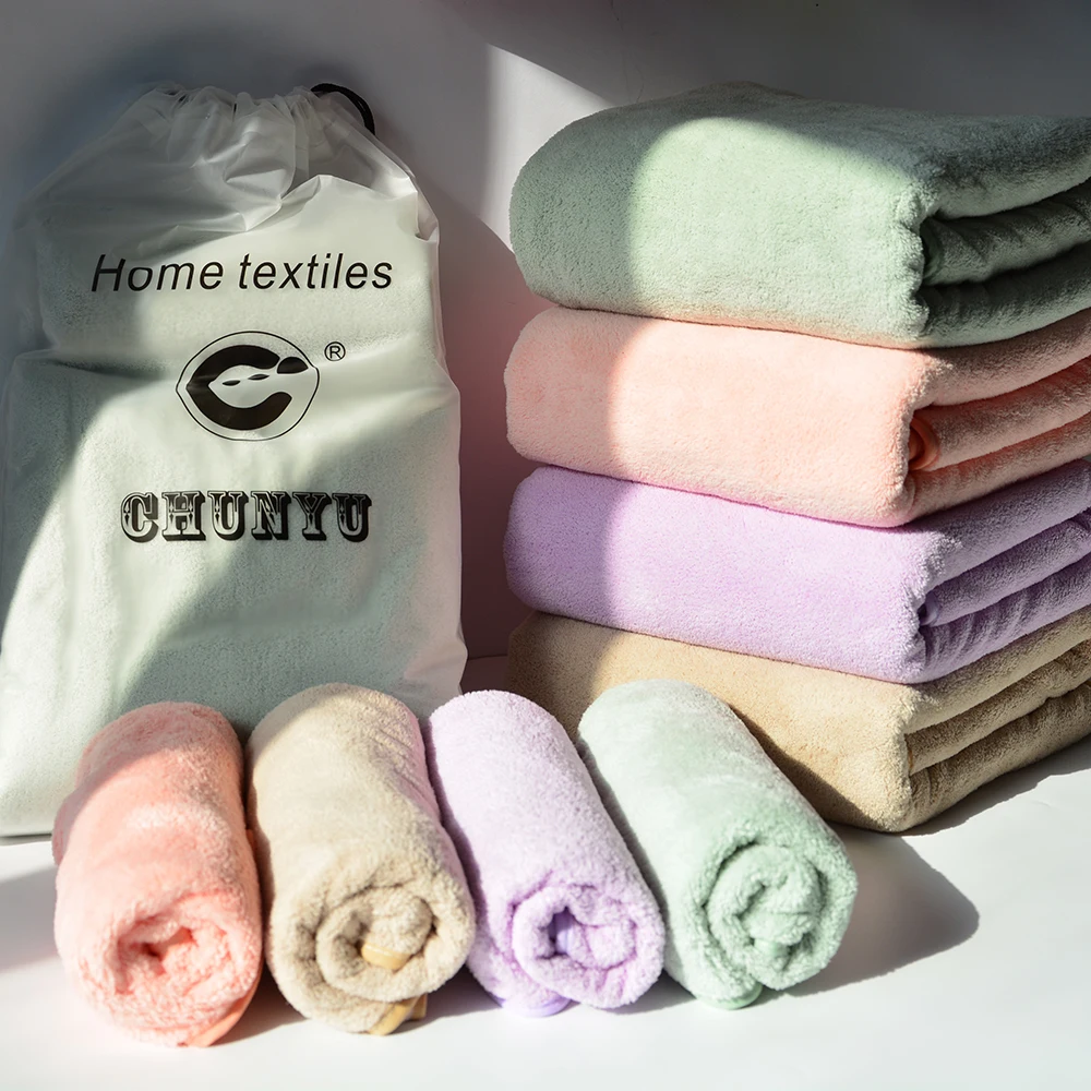 100% Microfiber bath towel 35*75cm bath towel 70*140cm Coral Fleece Towel gift Set OEM