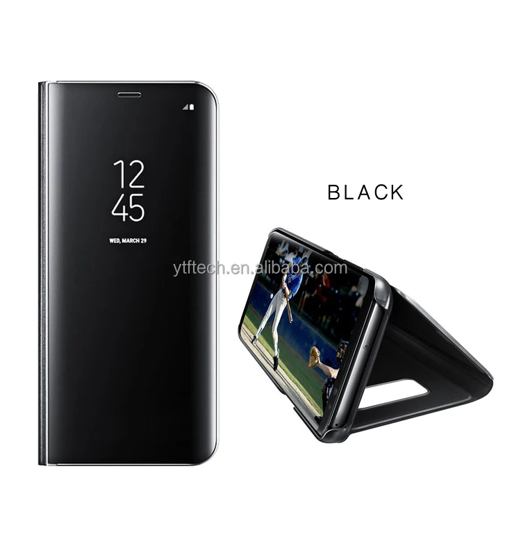 Wholesale Smart Clear view Stand Mirror flip wallet Mobile phone case for Samsung A8 A9 star plus 2018