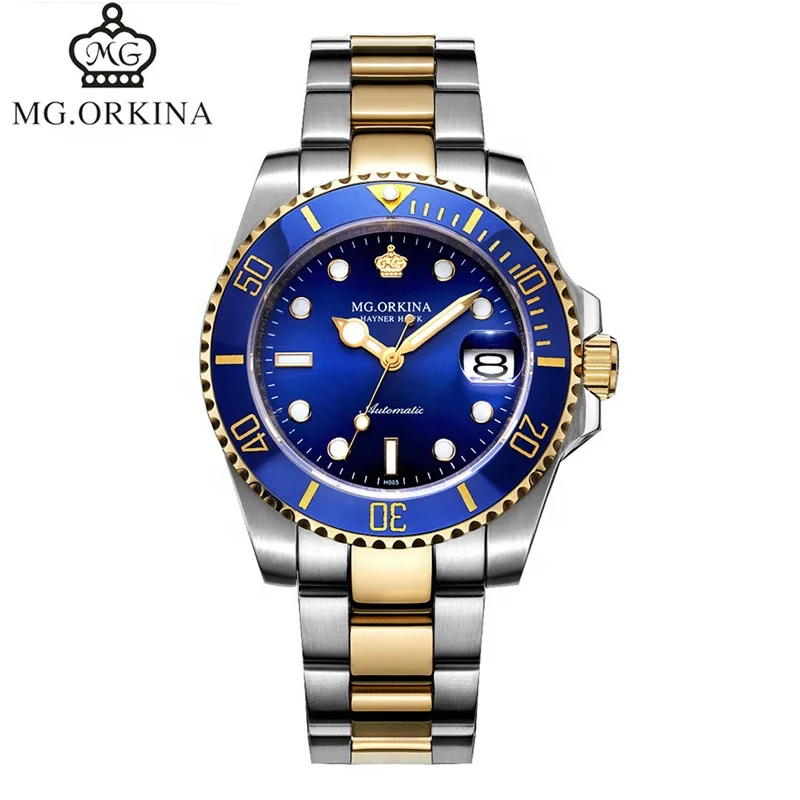 MG. ORKINA Luxury Series Classic Designer Wristwatch Stainless Steel Water Resistant Auto Mechanical Watch