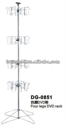 Metal iron chrome-plated DVD display showcase floor stand promotional shelf rack