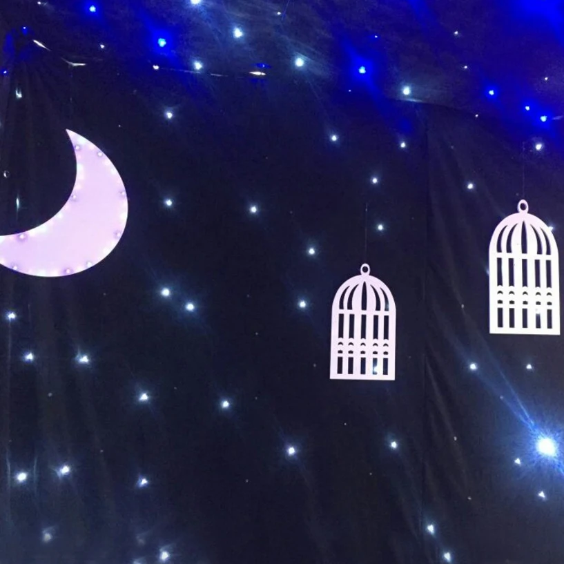 Sky Starlit Twinkling Effect Black White LED Star Curtain For Stage